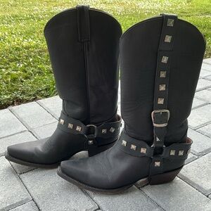 American Rebel Black Leather Stud Boots